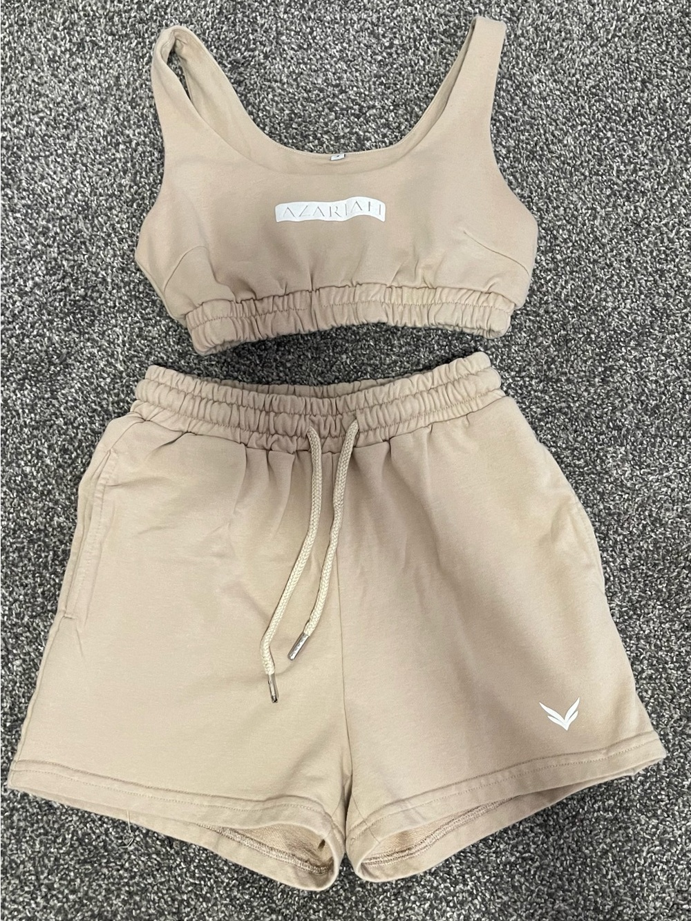 Azariah Nude Beige Crop Tank and Shorts Set